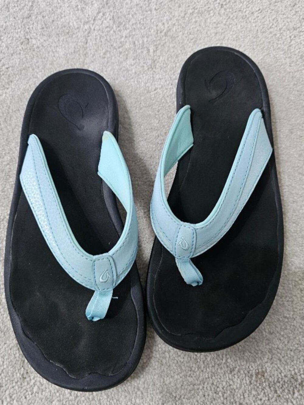 Olukai Ohana aqua blue flip flops womens size 8